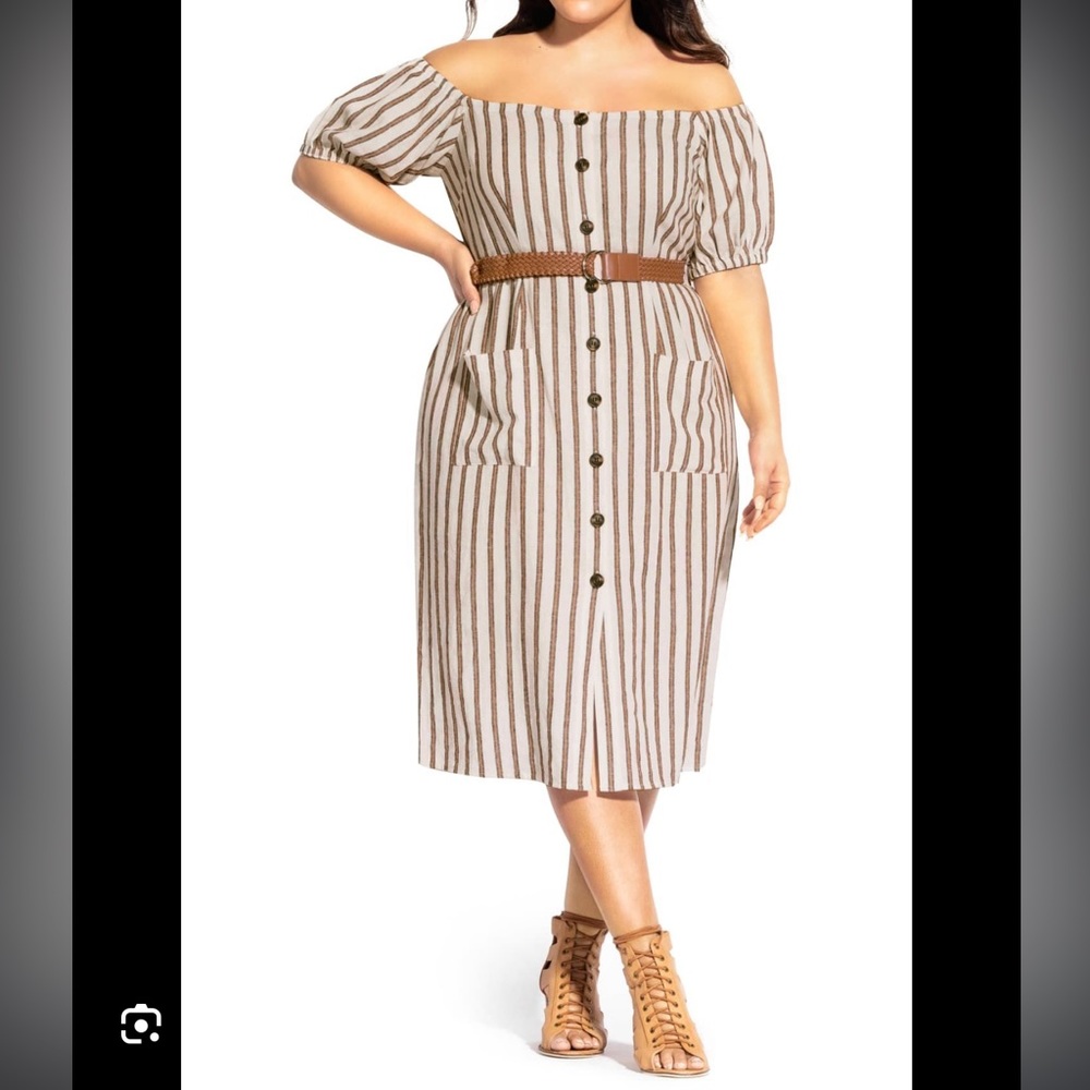 City Chic off shoulder linen dress